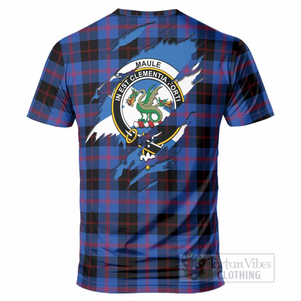 Maule Clan Crest In Me Tartan T-Shirt Scotland Flag Style