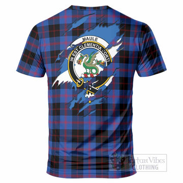 Maule Clan Crest In Me Tartan T-Shirt Scotland Flag Style
