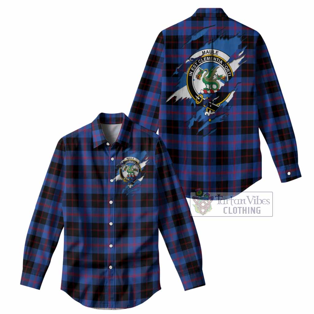 Maule Clan Crest In Me Tartan Women Casual Shirt Scotland Flag Style