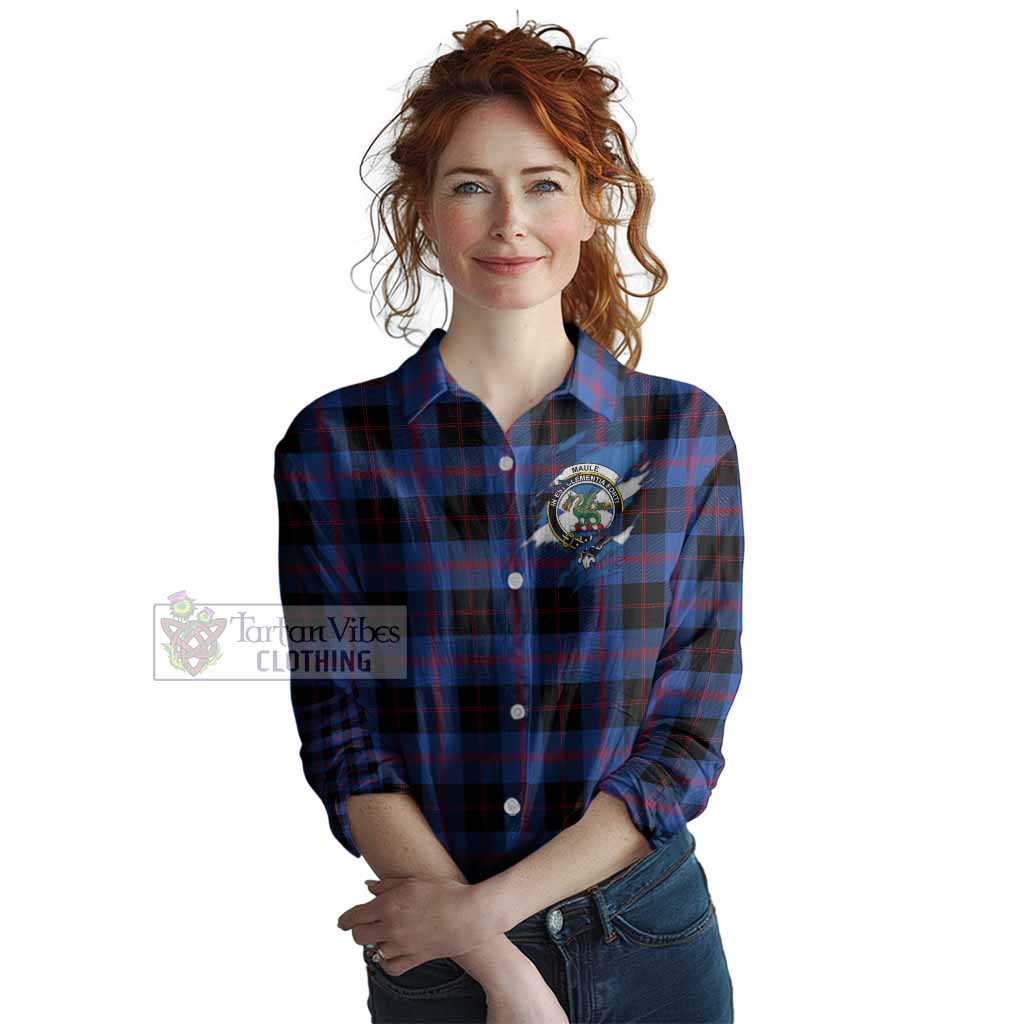 Maule Clan Crest In Me Tartan Women Casual Shirt Scotland Flag Style