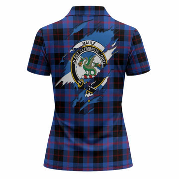 Maule Clan Crest In Me Tartan Women Polo Shirt Scotland Flag Style