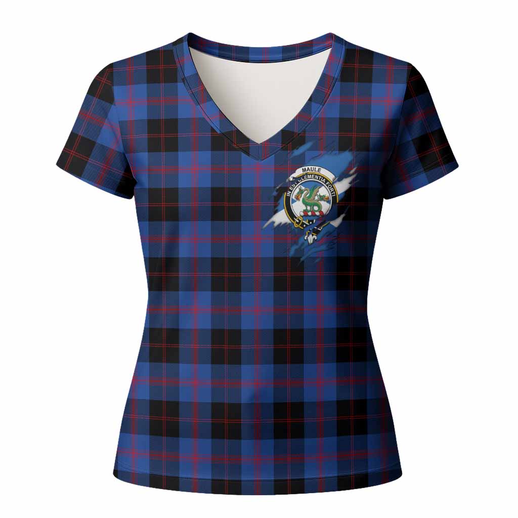 Maule Clan Crest In Me Tartan Women T shirt Scotland Flag Style
