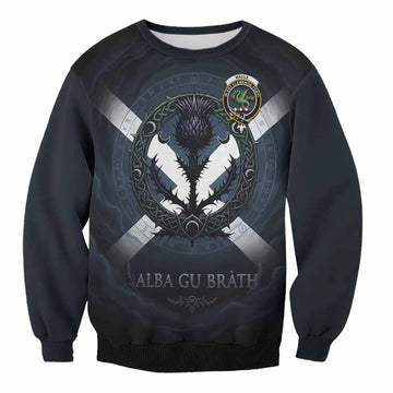 Maule Clan Crest Sweatshirt with Celtic Knot Thistle and Saltire