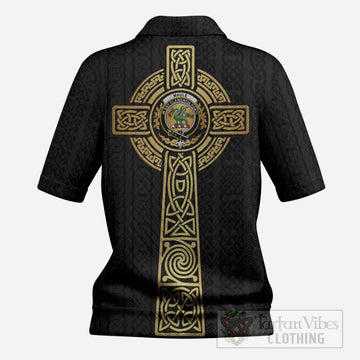 Maule Clan Crest Women’s Polo Sweater Top with Celtic Tree of Life Inspired