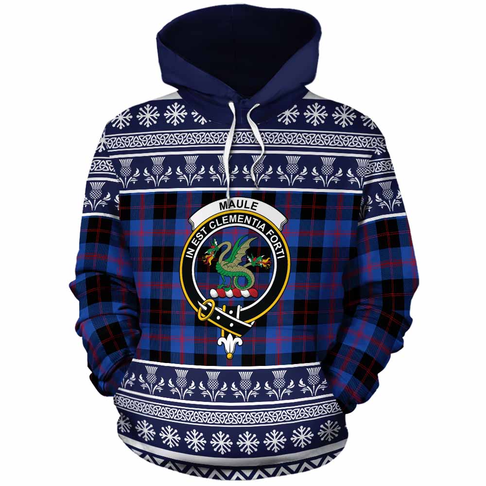 Maule Clan Tartan Christmas Cotton Hoodie with Family Crest - Tartan Vibes Clothing