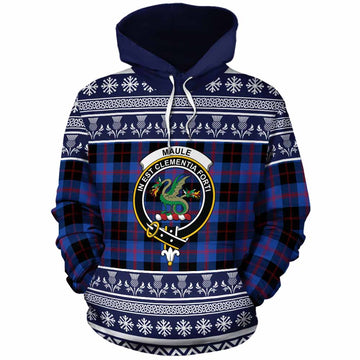 Maule Clan Tartan Christmas Cotton Hoodie with Family Crest