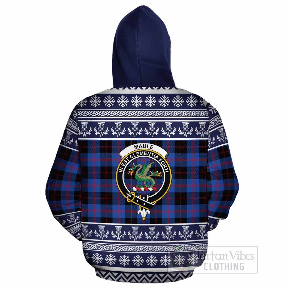 Maule Clan Tartan Christmas Cotton Hoodie with Family Crest - Tartan Vibes Clothing