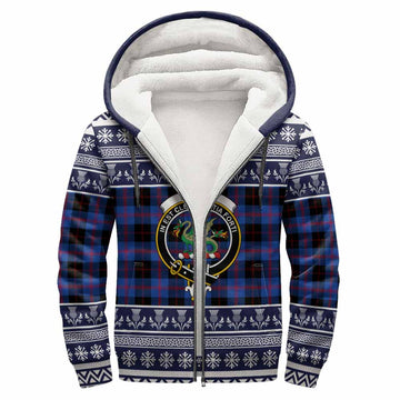 Maule Clan Tartan Christmas Fleece Hoodie with Family Crest