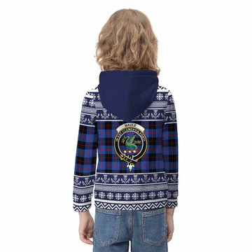 Maule Clan Tartan Christmas Kid Hoodie with Family Crest