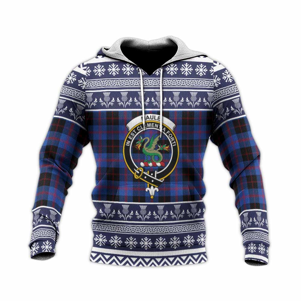 Maule Clan Tartan Christmas Knitted Hoodie with Family Crest - Tartan Vibes Clothing