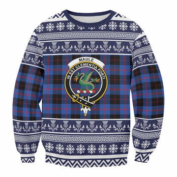 Maule Clan Tartan Christmas Sweatshirt with Family Crest