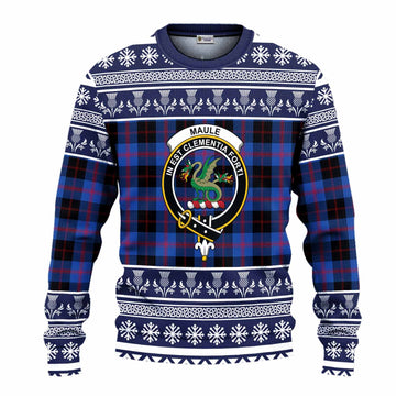Maule Clan Tartan Christmas Ugly Sweater with Family Crest