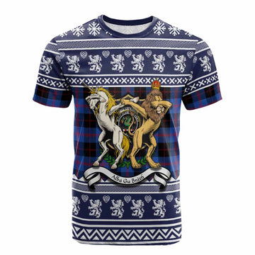 Maule Clan Tartan Crest Christmas Cotton T-shirt Coat of Arms Funny Style