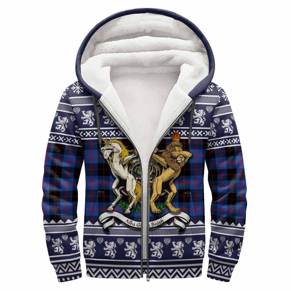 Maule Clan Tartan Crest Christmas Fleece Hoodie Coat of Arms Funny Style - Tartan Vibes Clothing
