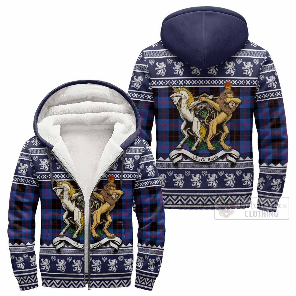 Maule Clan Tartan Crest Christmas Fleece Hoodie Coat of Arms Funny Style - Tartan Vibes Clothing