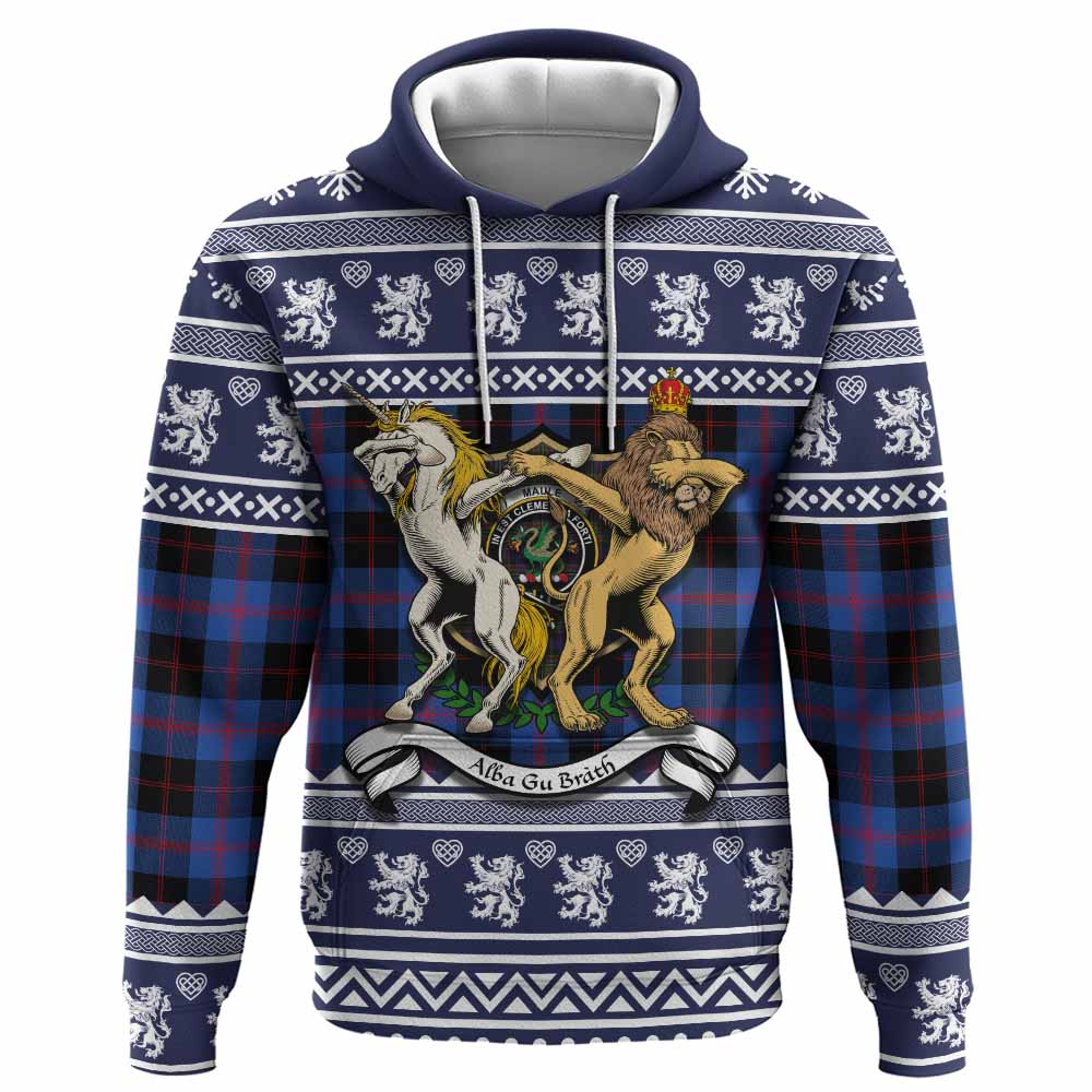 Maule Clan Tartan Crest Christmas Hoodie Coat of Arms Funny Style - Tartan Vibes Clothing