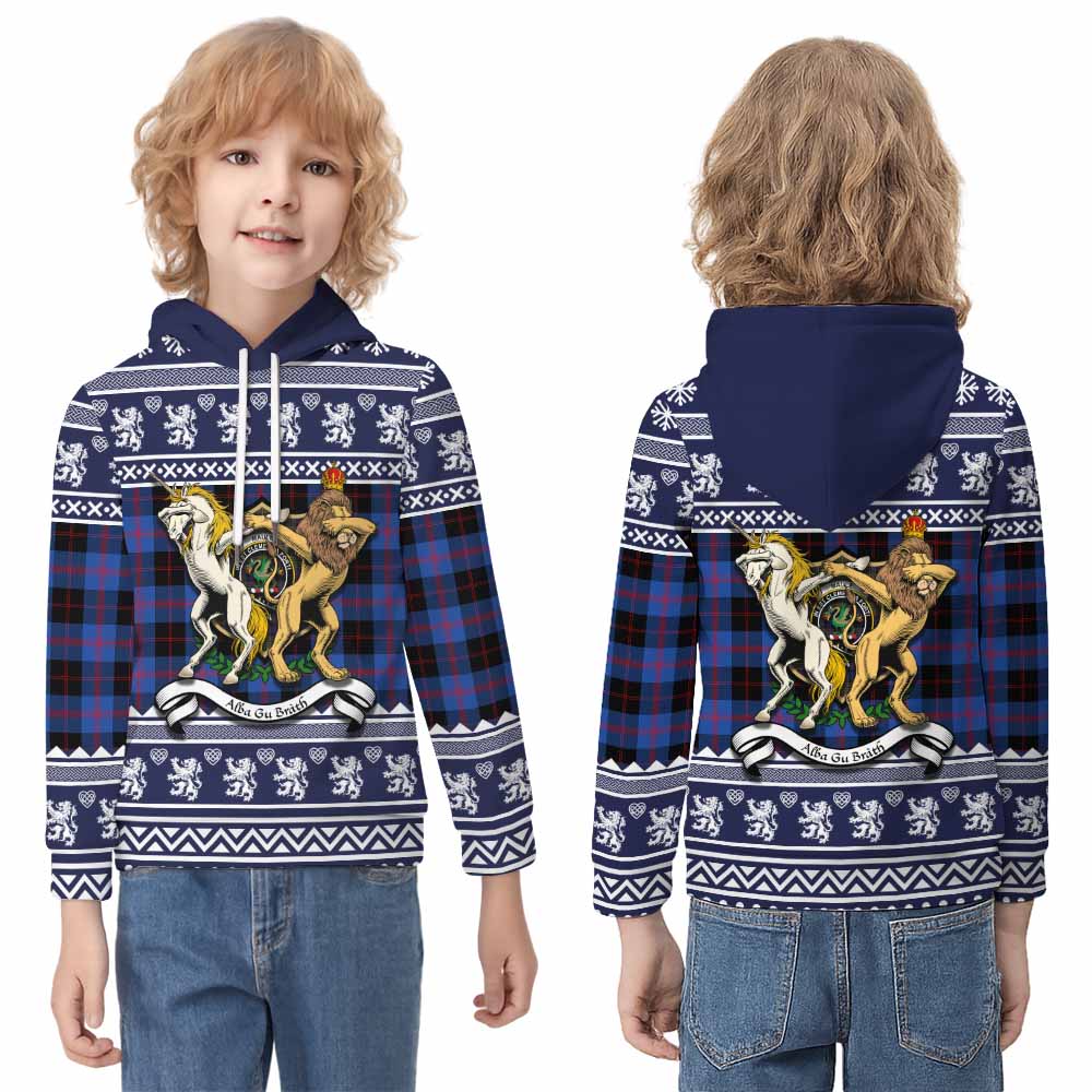 Maule Clan Tartan Crest Christmas Kid Hoodie Coat of Arms Funny Style - Tartan Vibes Clothing