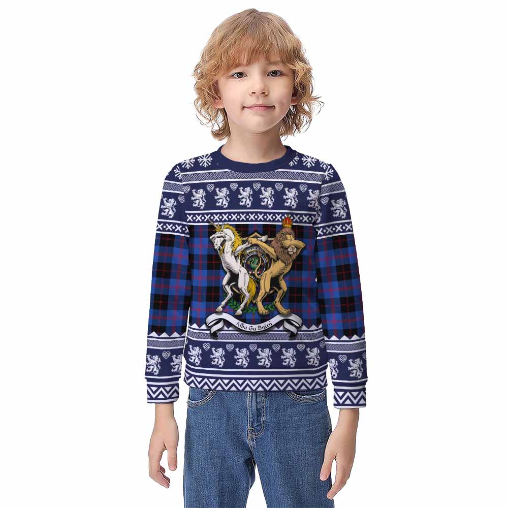 Maule Clan Tartan Crest Christmas Kid Ugly Sweatshirt Coat of Arms Funny Style - Tartan Vibes Clothing