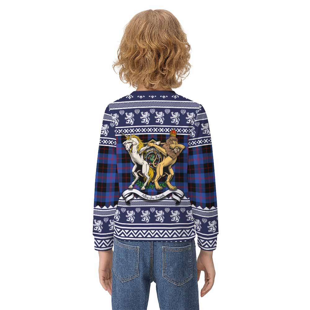 Maule Clan Tartan Crest Christmas Kid Ugly Sweatshirt Coat of Arms Funny Style - Tartan Vibes Clothing