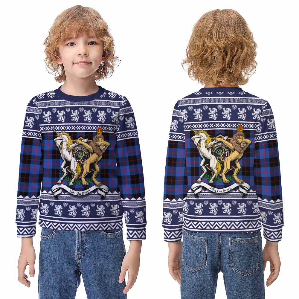 Maule Clan Tartan Crest Christmas Kid Ugly Sweatshirt Coat of Arms Funny Style - Tartan Vibes Clothing