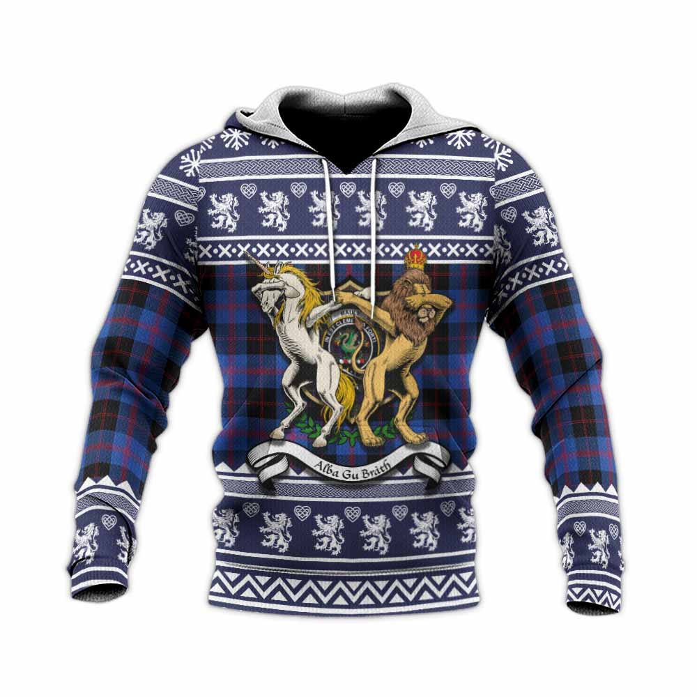 Maule Clan Tartan Crest Christmas Knitted Hoodie Coat of Arms Funny Style - Tartan Vibes Clothing