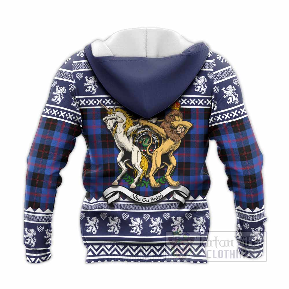 Maule Clan Tartan Crest Christmas Knitted Hoodie Coat of Arms Funny Style - Tartan Vibes Clothing