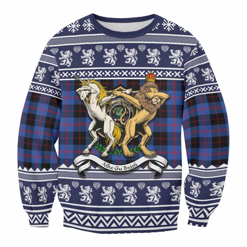 Maule Clan Tartan Crest Christmas Sweatshirt Coat of Arms Funny Style - Tartan Vibes Clothing
