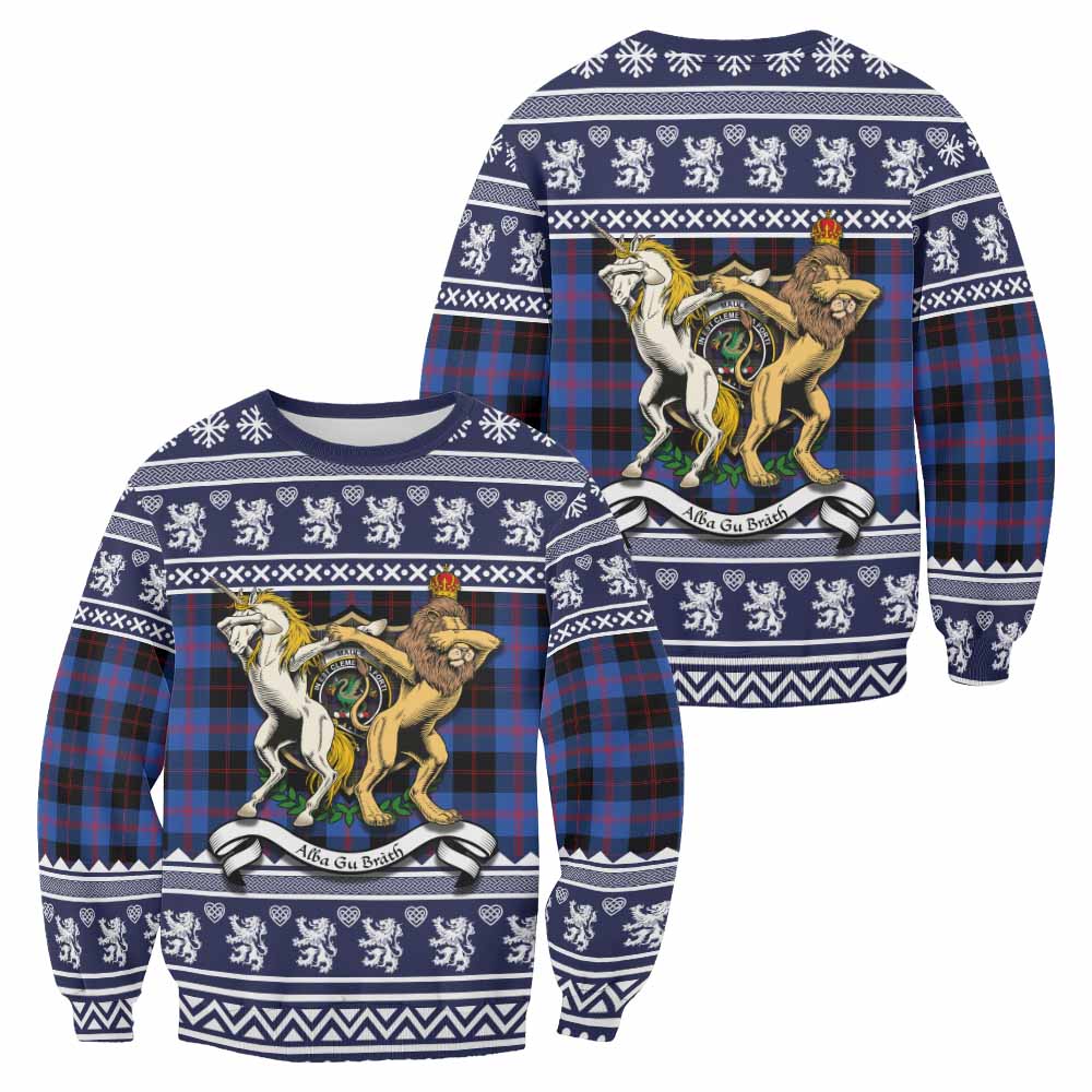 Maule Clan Tartan Crest Christmas Sweatshirt Coat of Arms Funny Style - Tartan Vibes Clothing