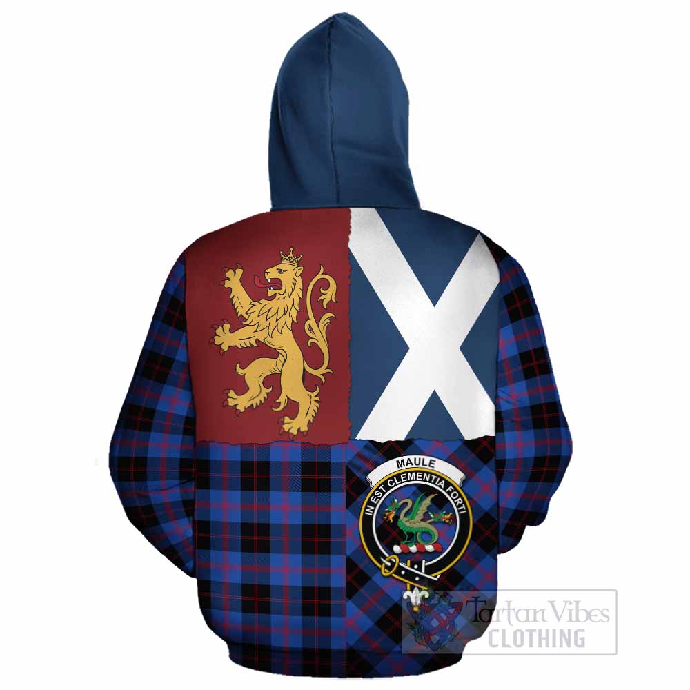 Maule Crest Tartan Cotton Hoodie with Lion Rampant Saltire Style - Tartan Vibes Clothing