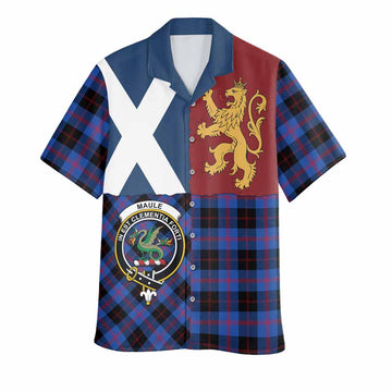 Maule Crest Tartan Hawaiian Shirt with Lion Rampant Saltire Style