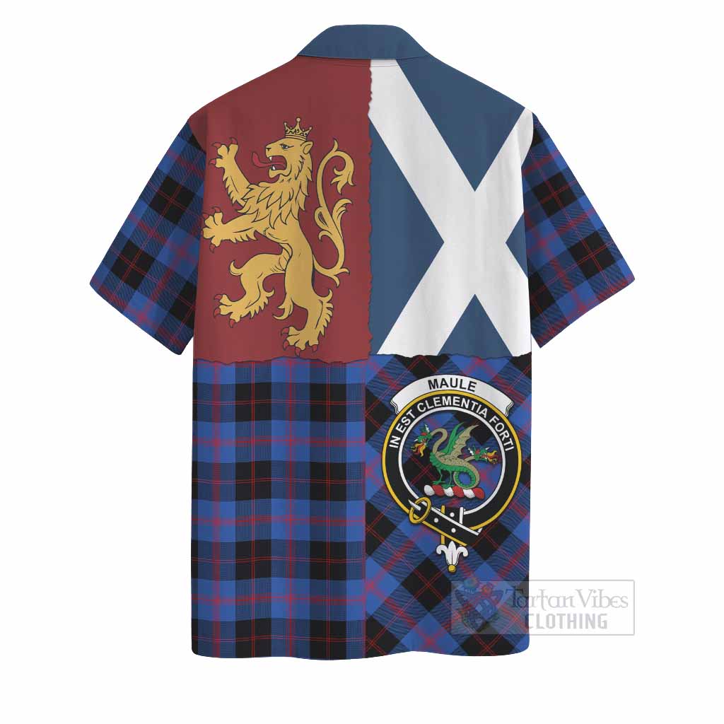Maule Crest Tartan Hawaiian Shirt with Lion Rampant Saltire Style