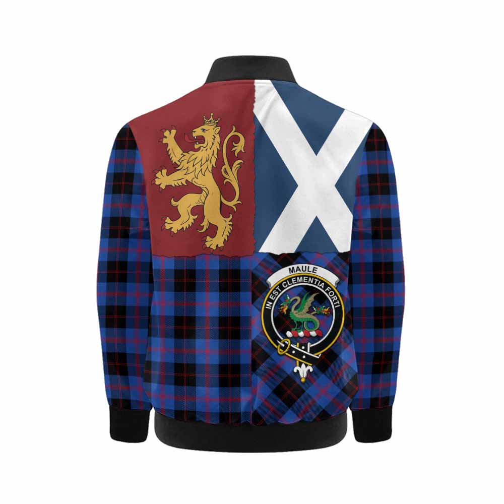 Maule Crest Tartan Kid Bomber Jacket with Lion Rampant Saltire Style - Tartan Vibes Clothing