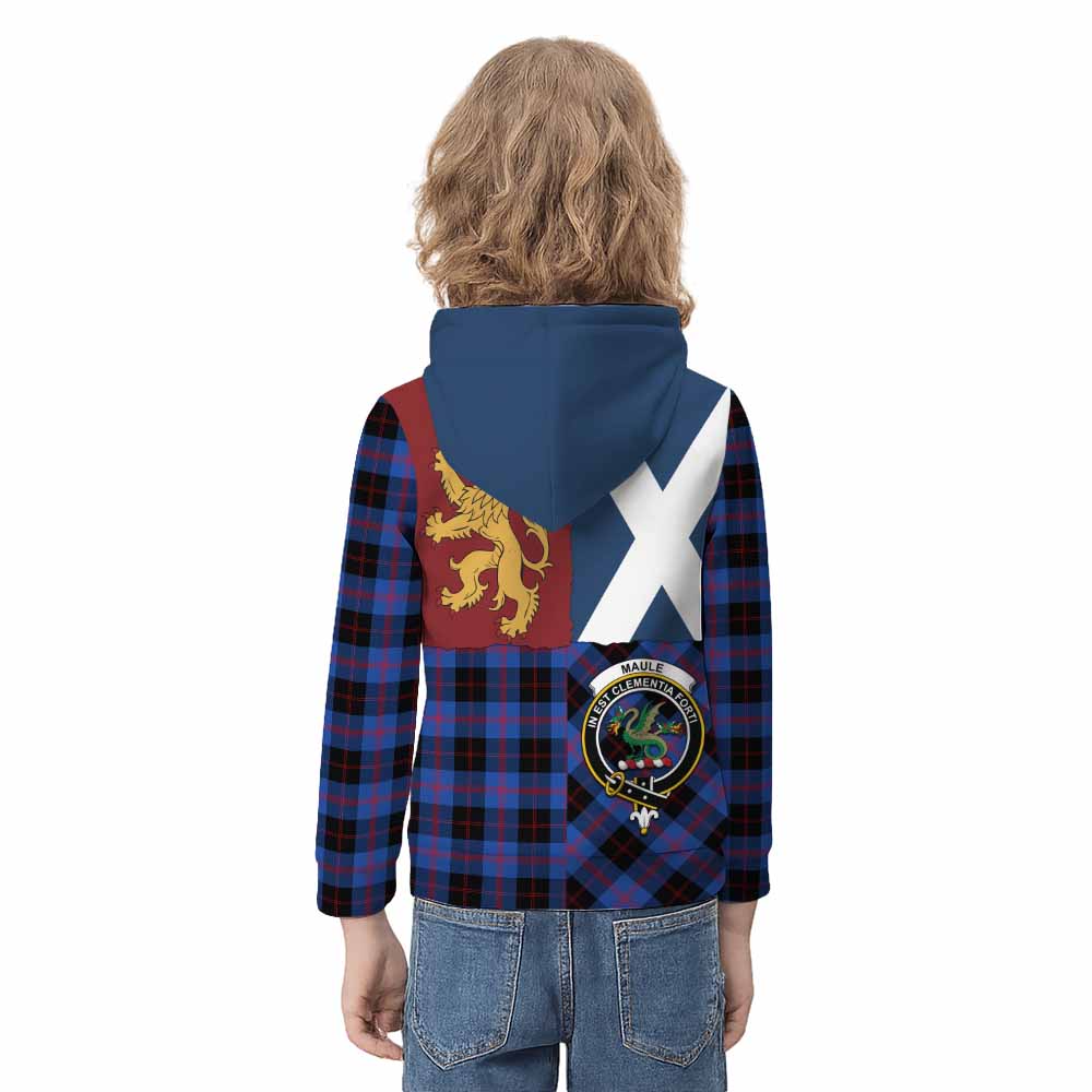 Maule Crest Tartan Kid Hoodie with Lion Rampant Saltire Style - Tartan Vibes Clothing