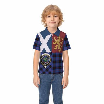 Maule Crest Tartan Kid Polo Shirt with Lion Rampant Saltire Style