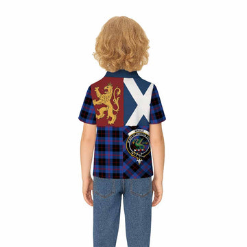 Maule Crest Tartan Kid Polo Shirt with Lion Rampant Saltire Style