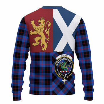 Maule Crest Tartan Knitted Sweater with Lion Rampant Saltire Style