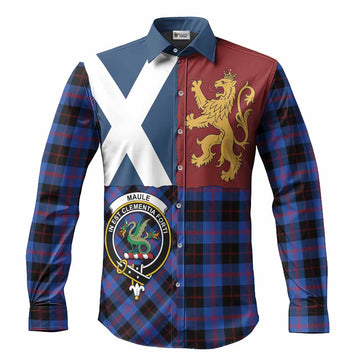 Maule Crest Tartan Long Sleeve Button Shirts with Lion Rampant Saltire Style