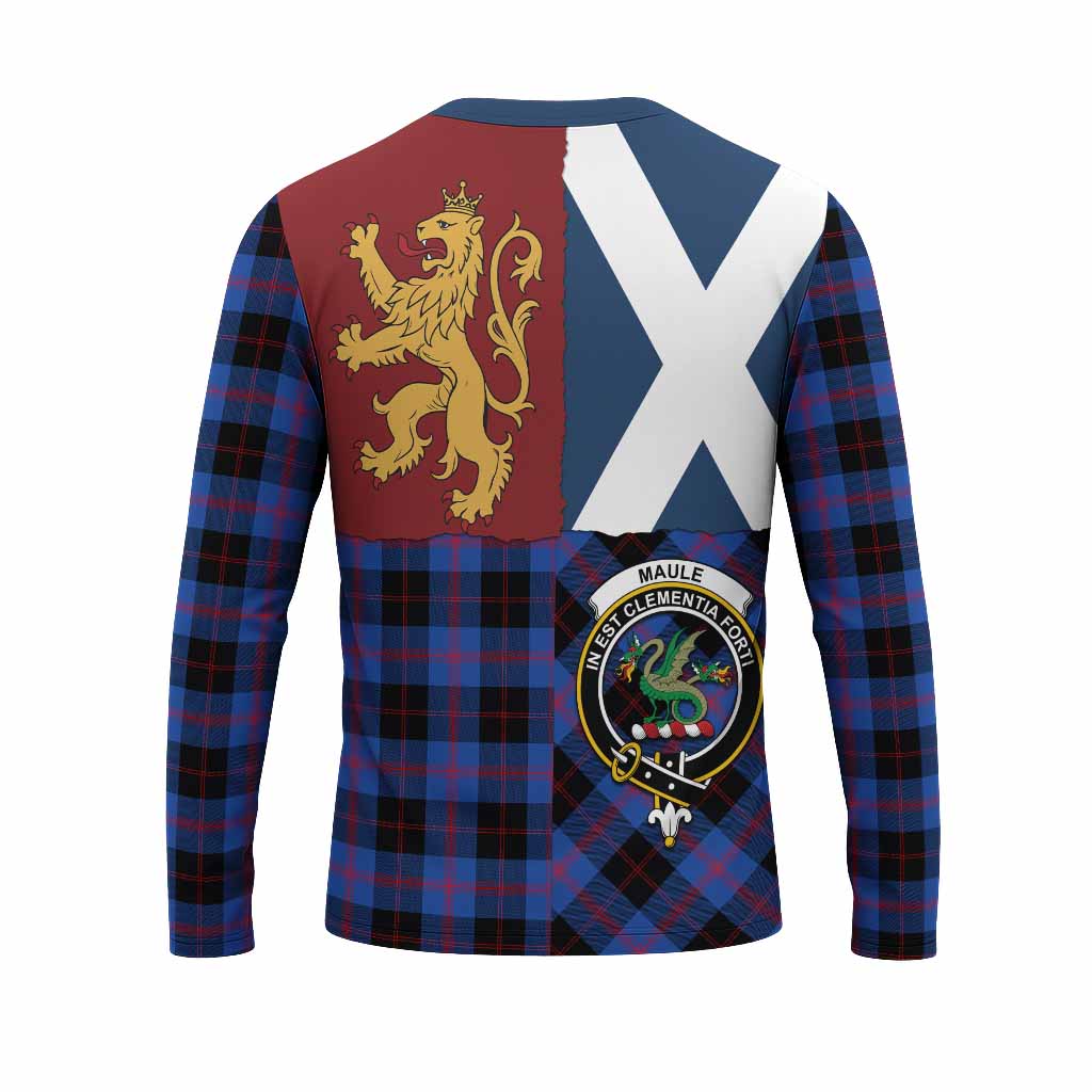 Maule Crest Tartan Long Sleeve T-Shirt with Lion Rampant Saltire Style