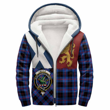 Maule Crest Tartan Sherpa Hoodie with Lion Rampant Saltire Style