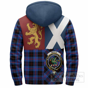 Maule Crest Tartan Sherpa Hoodie with Lion Rampant Saltire Style