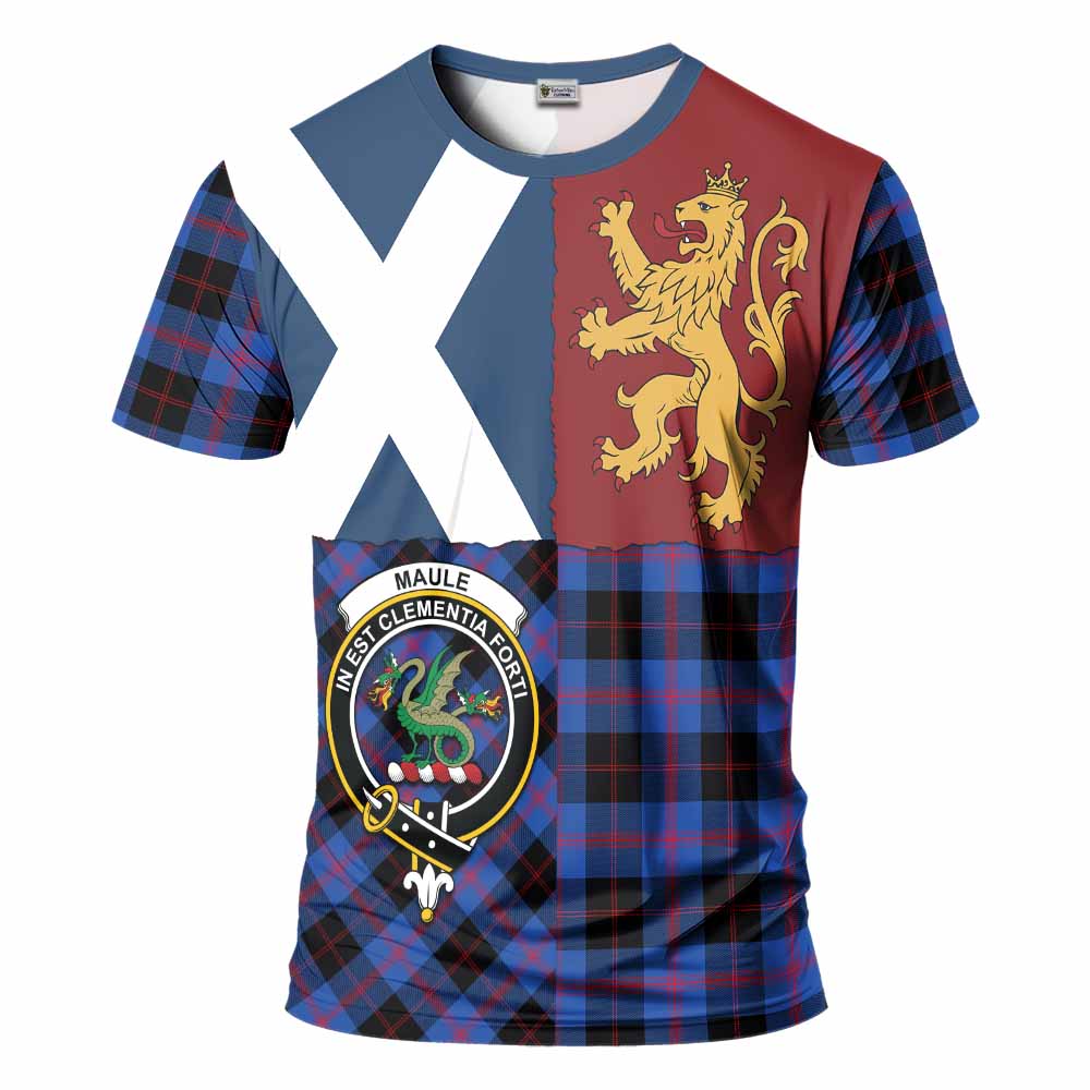 Maule Crest Tartan T-Shirt with Lion Rampant Saltire Style