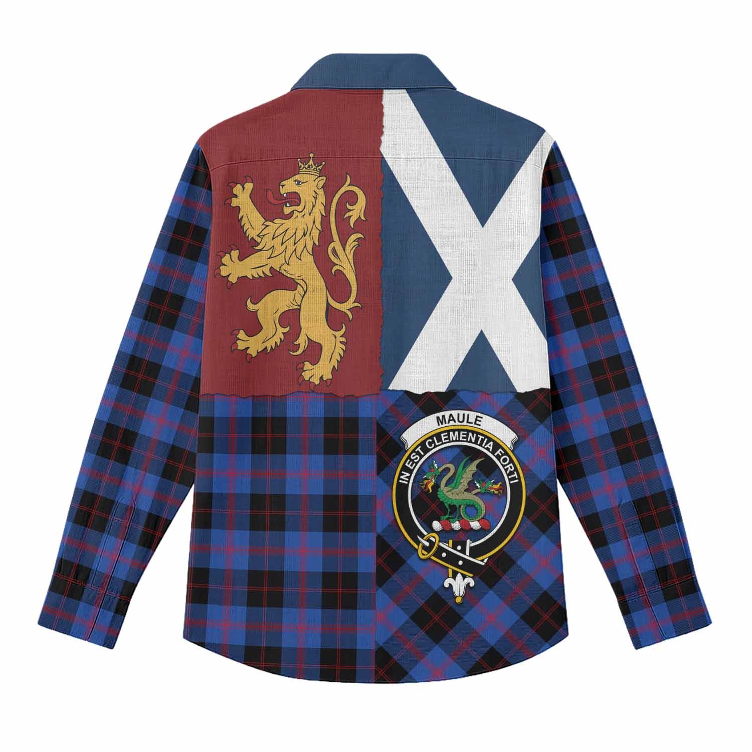 Maule Crest Tartan Women Casual Shirt with Lion Rampant Saltire Style