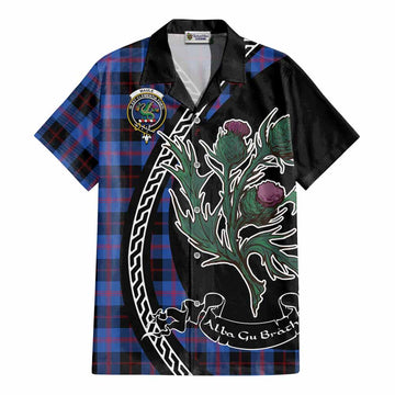 Maule Family Crest Tartan Cotton Hawaiian Shirt Alba Thistle Inspired