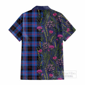 Maule Family Crest Tartan Cotton Hawaiian Shirt Scottish Thistle Flower Pattern Half Style