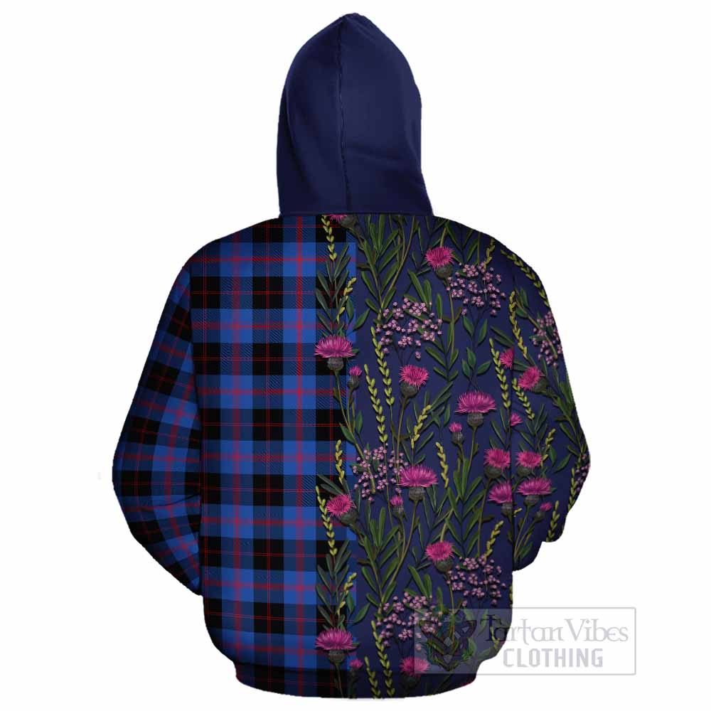 Maule Family Crest Tartan Cotton Hoodie Scottish Thistle Flower Pattern Half Style - Tartan Vibes Clothing