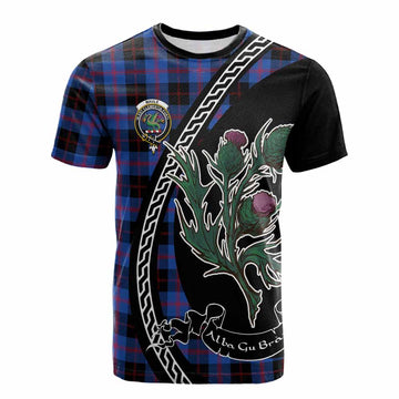 Maule Family Crest Tartan Cotton T-shirt Alba Thistle Inspired