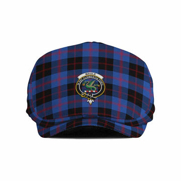 Maule Family Crest Tartan Jeff Cap, Tartan Flat Cap
