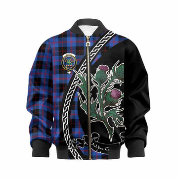 Maule Family Crest Tartan Kid Bomber Jacket Alba Thistle Inspired - Tartan Vibes Clothing