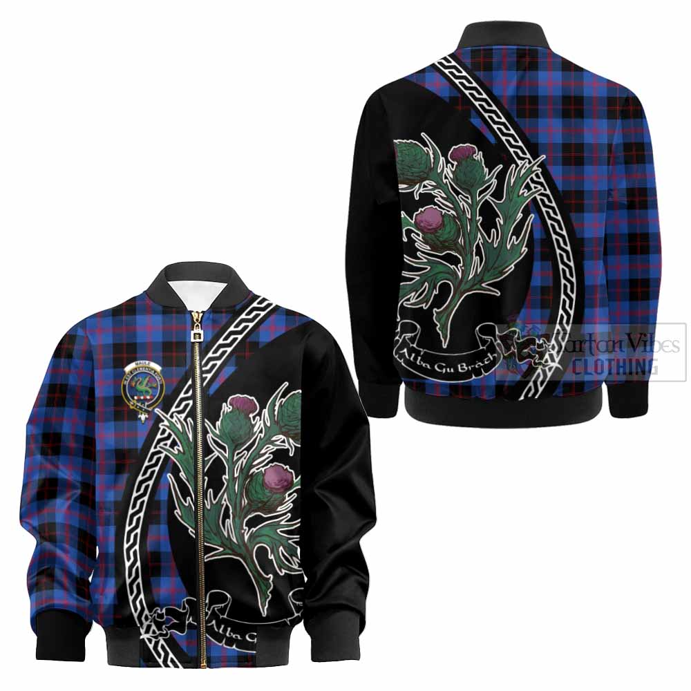 Maule Family Crest Tartan Kid Bomber Jacket Alba Thistle Inspired - Tartan Vibes Clothing