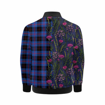 Maule Family Crest Tartan Kid Bomber Jacket Scottish Thistle Flower Pattern Half Style - Tartan Vibes Clothing
